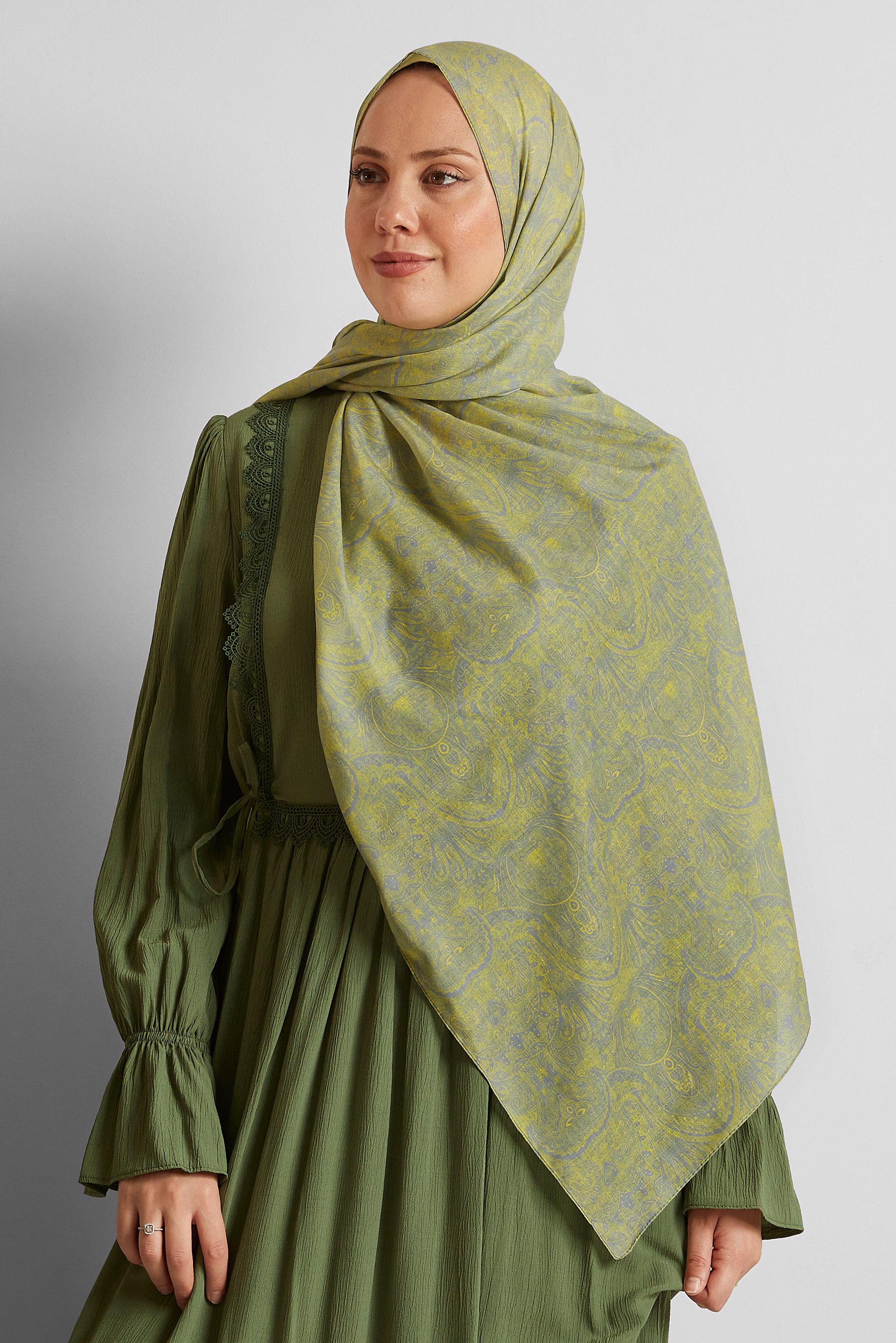 Tesettür giyim SARI ALVİNA ŞAL 8556