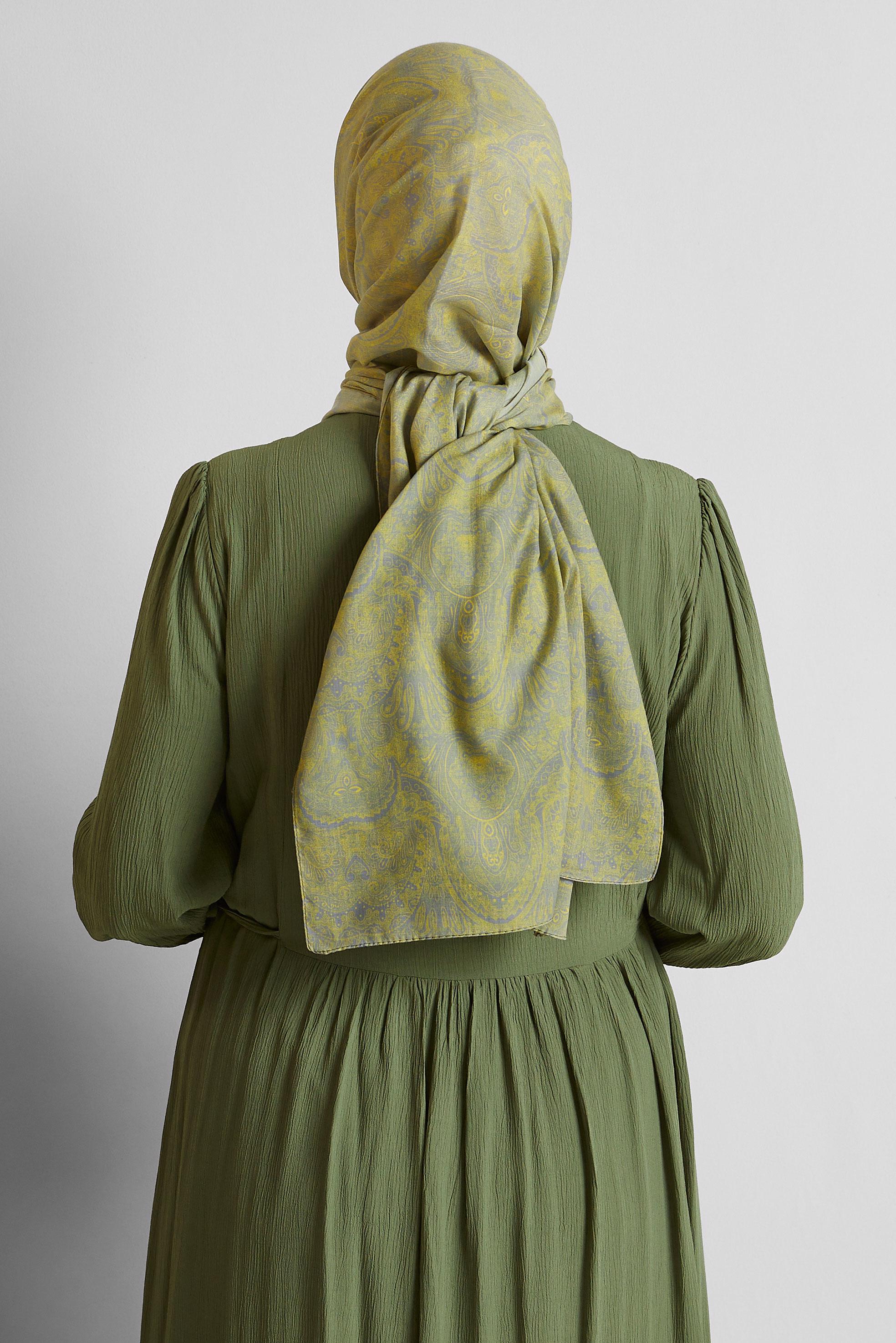 Tesettür giyim SARI ALVİNA ŞAL 8556