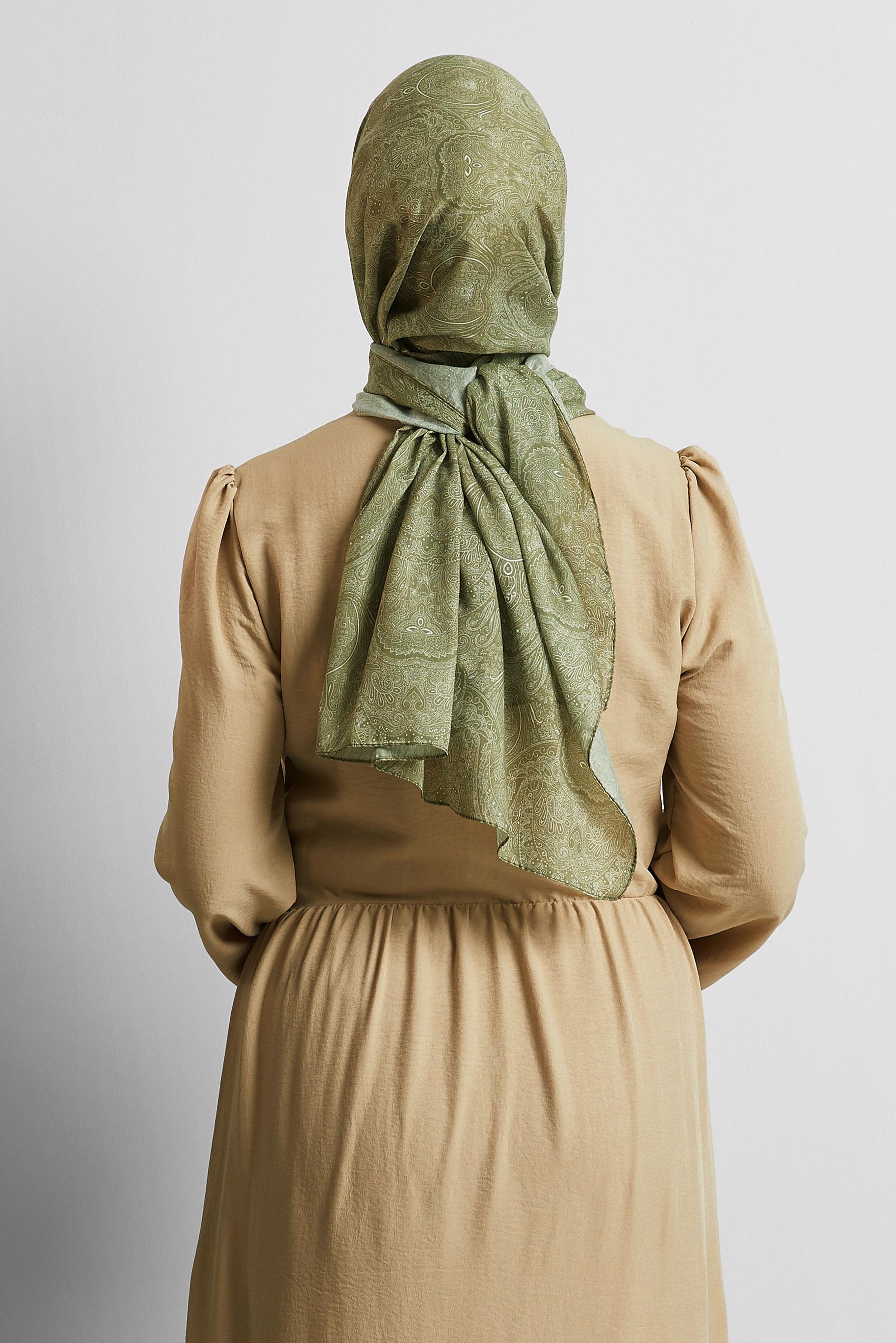 Tesettür giyim HAKİ ALVİNA ŞAL 8556