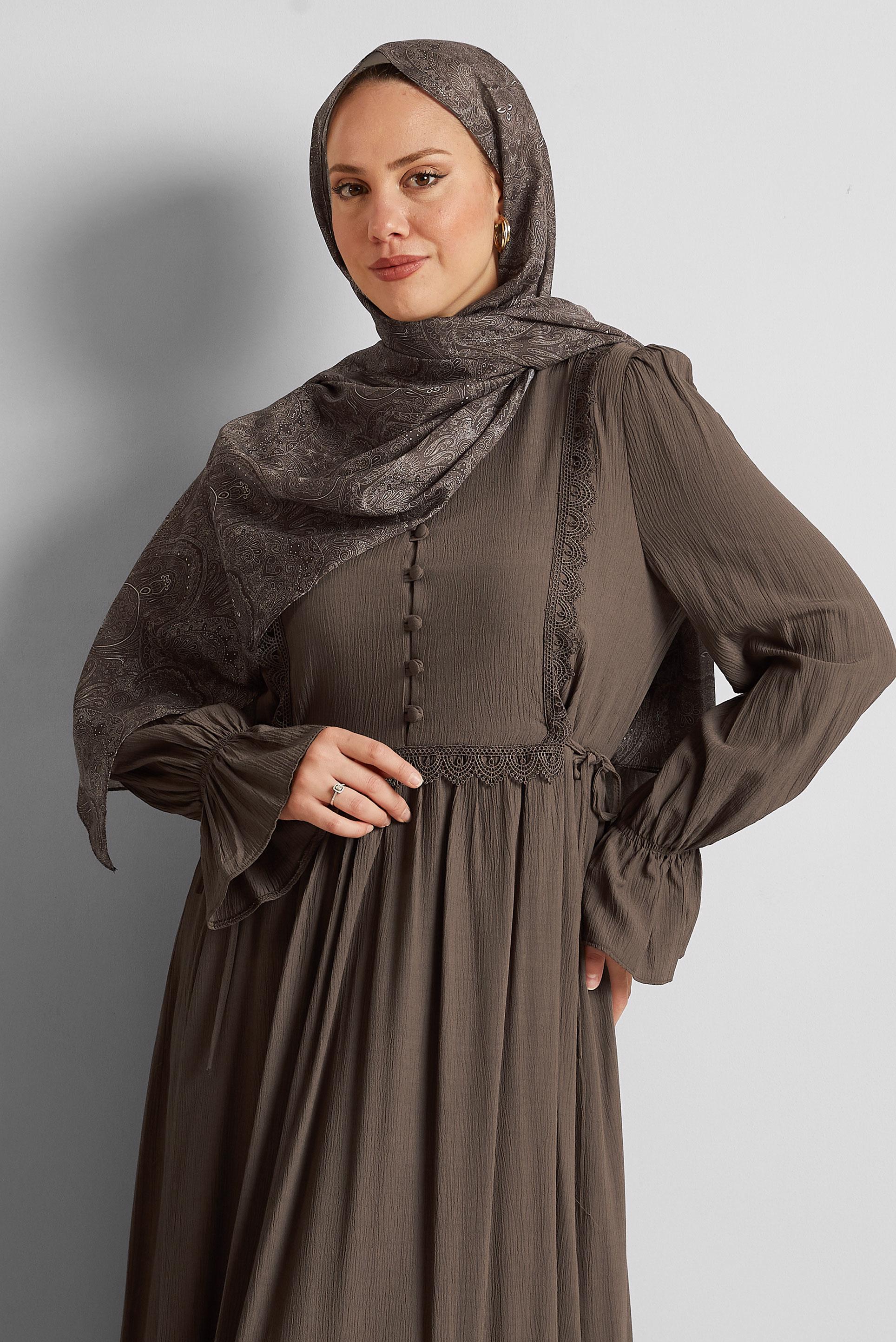 Tesettür giyim KAHVE ALVİNA ŞAL 8556