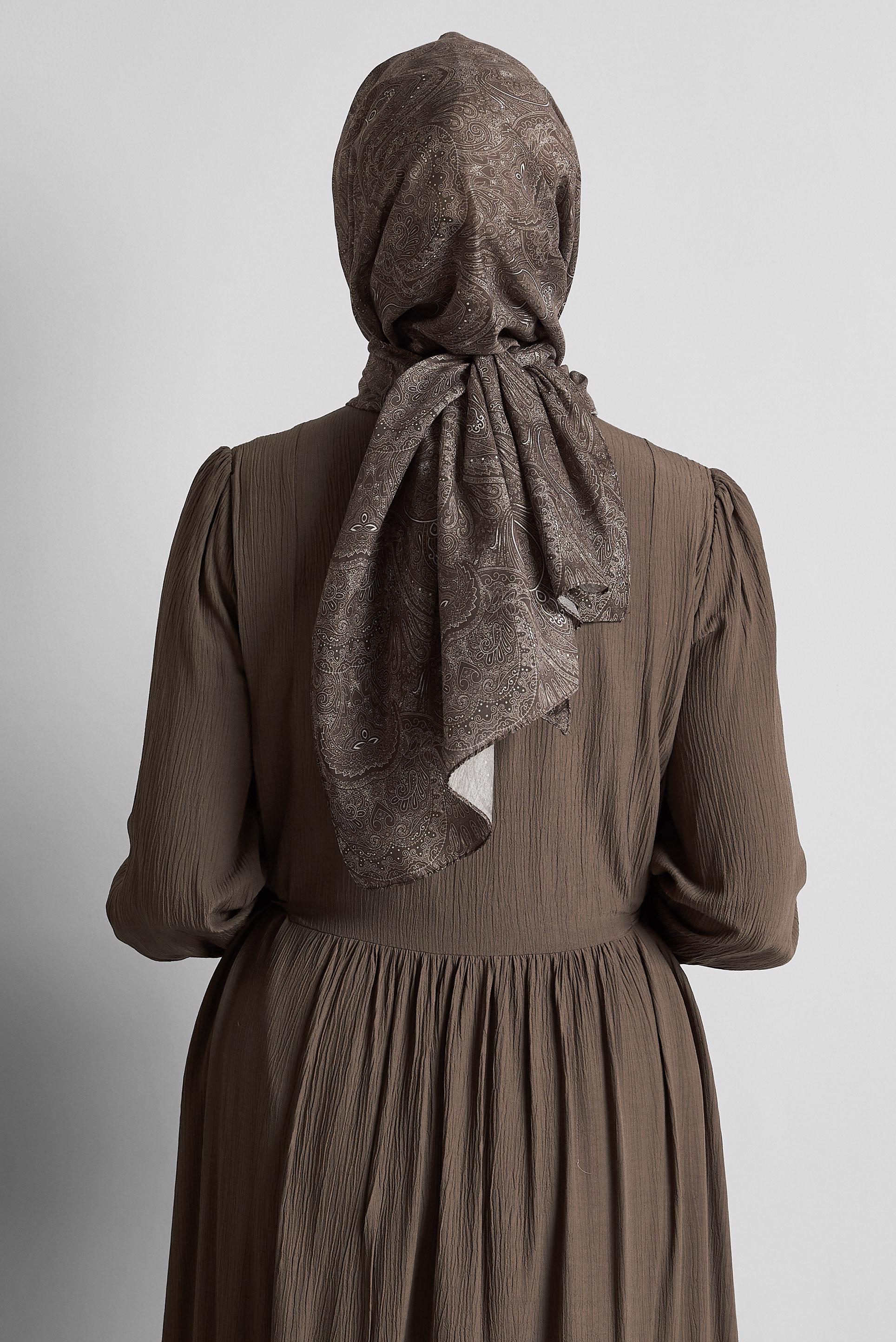 Tesettür giyim KAHVE ALVİNA ŞAL 8556