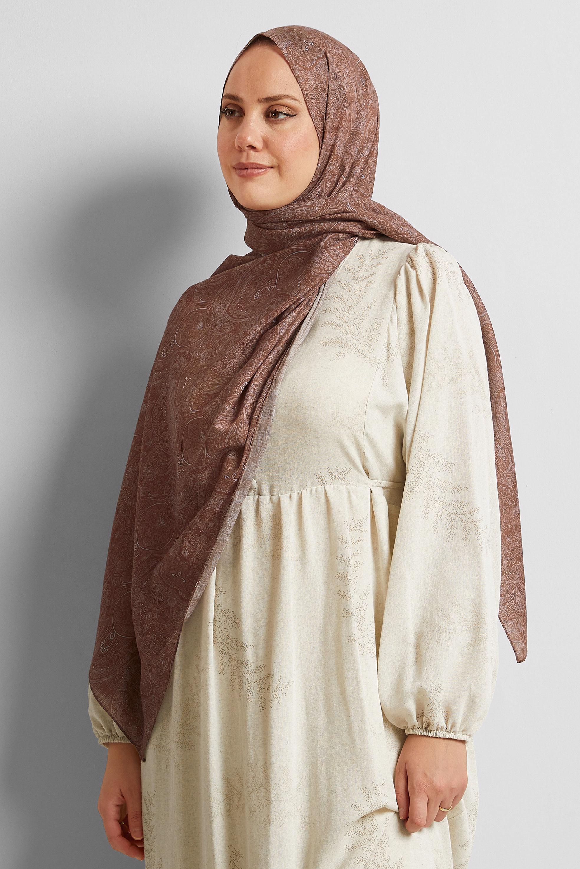 Tesettür giyim VİZON ALVİNA ŞAL 8556