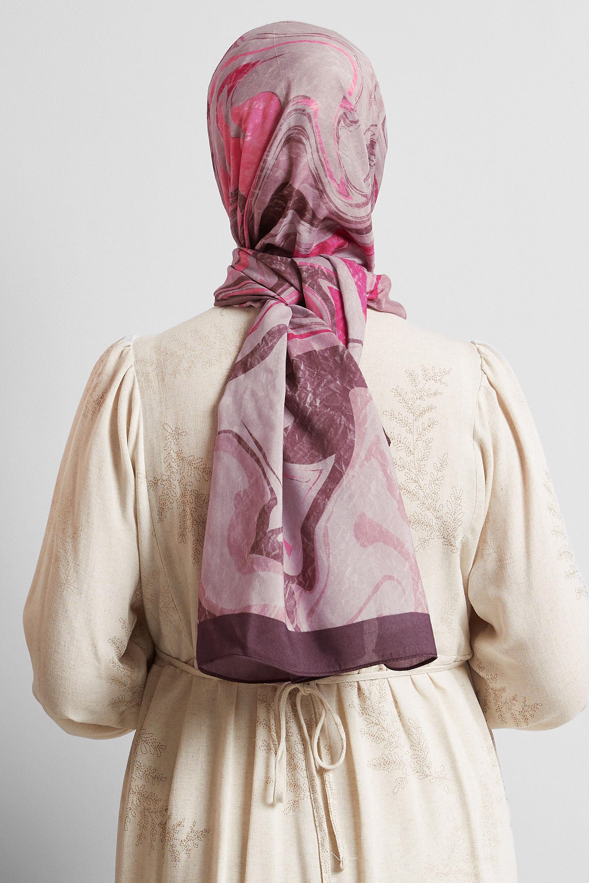 Tesettür giyim FUŞYA ALVİNA DESENLİ ŞAL 8567