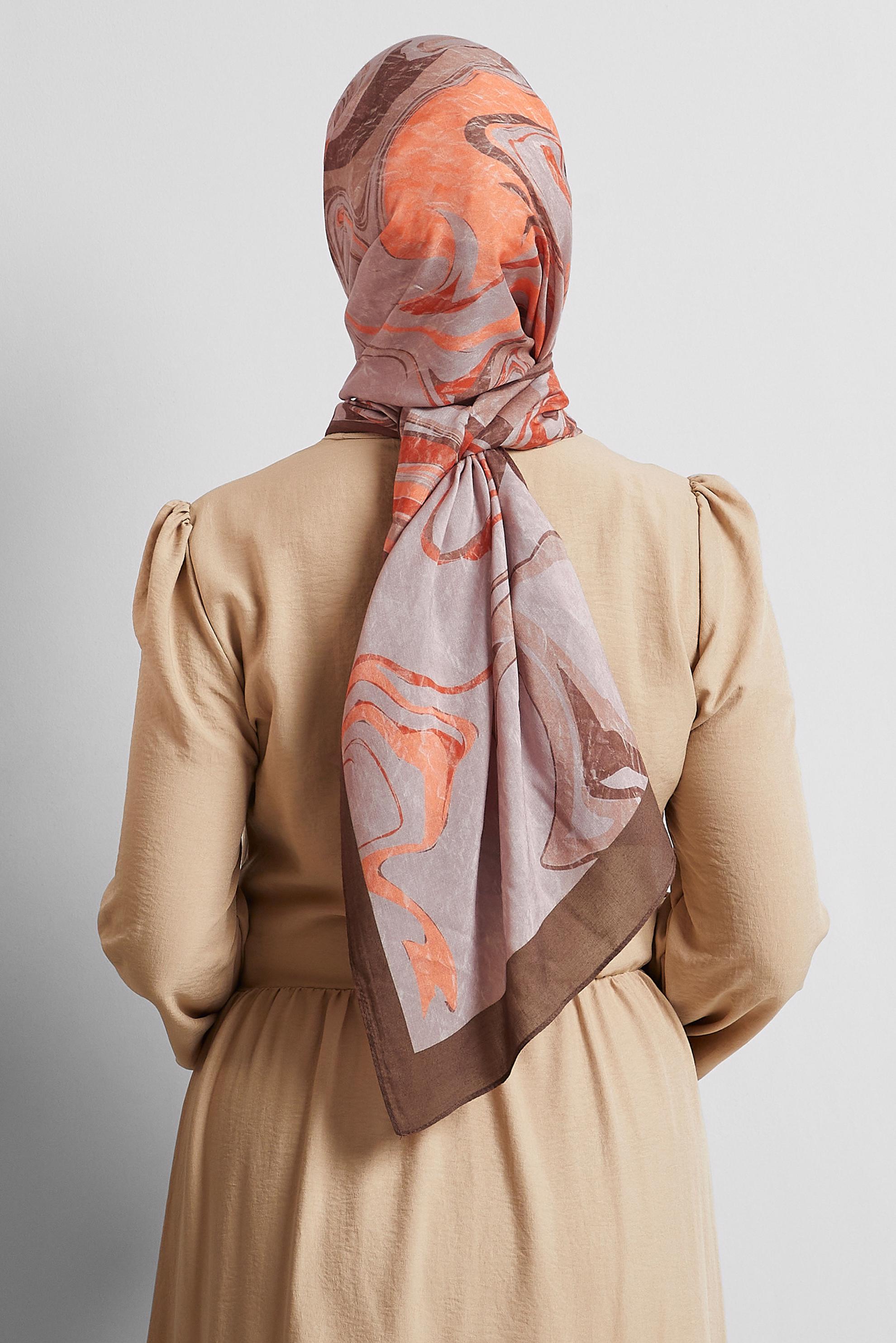 Tesettür giyim TABA ALVİNA DESENLİ ŞAL 8567