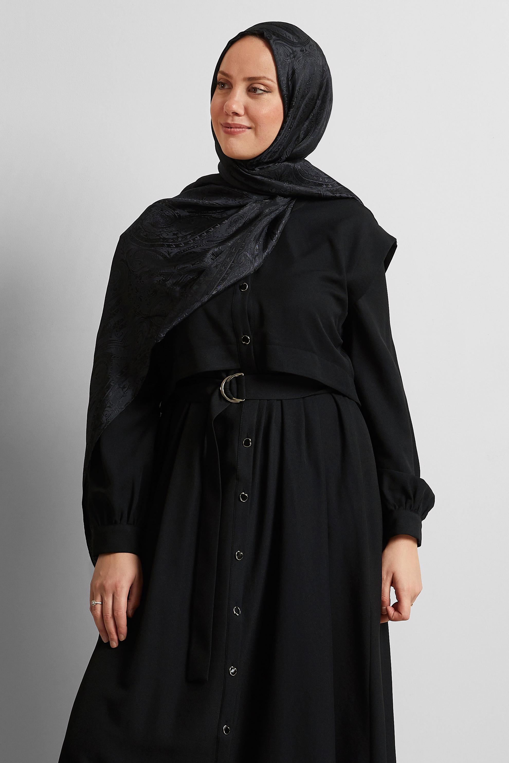 Tesettür giyim SİYAH ALVİNA JAKAR ŞAL 8568