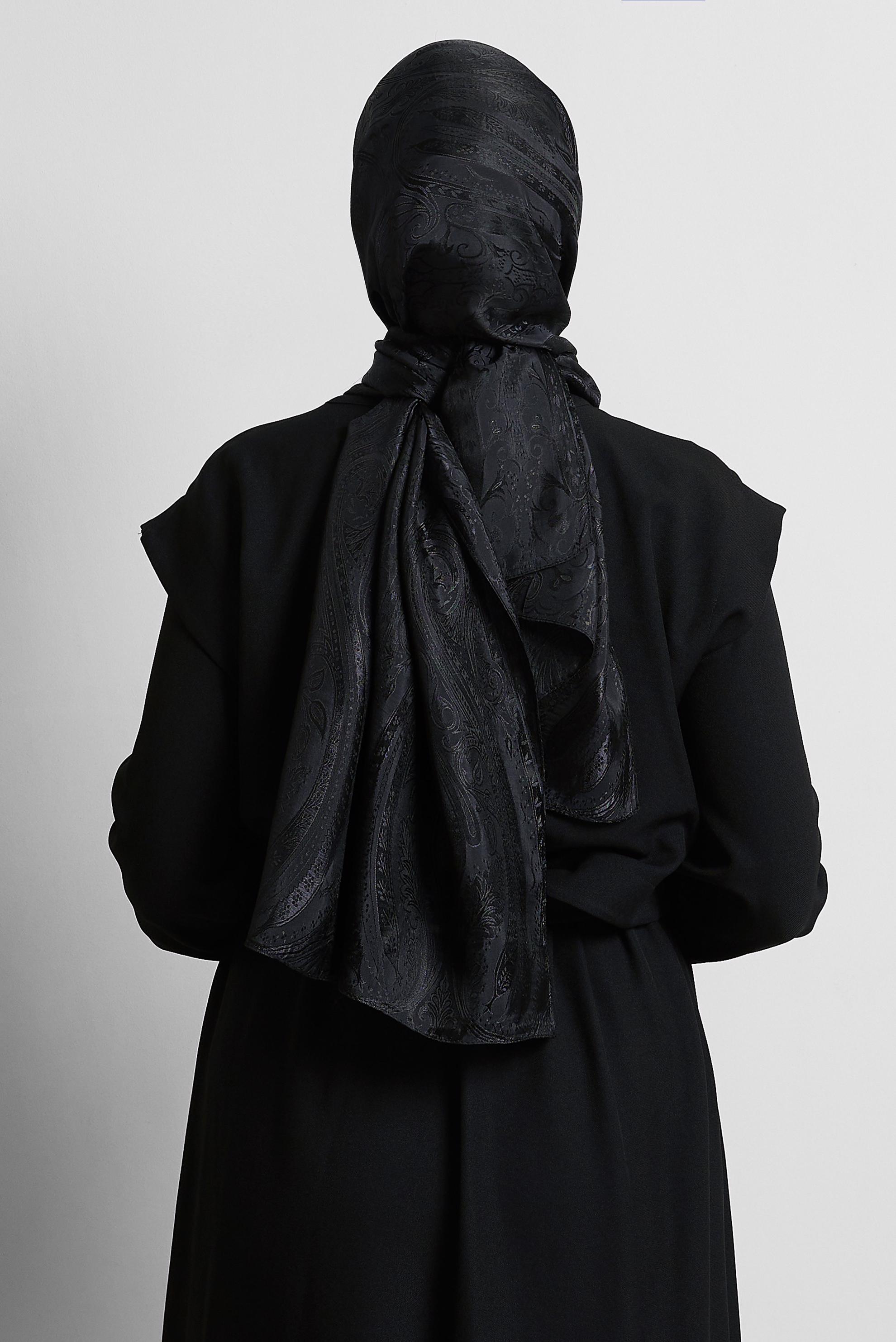 Tesettür giyim SİYAH ALVİNA JAKAR ŞAL 8568