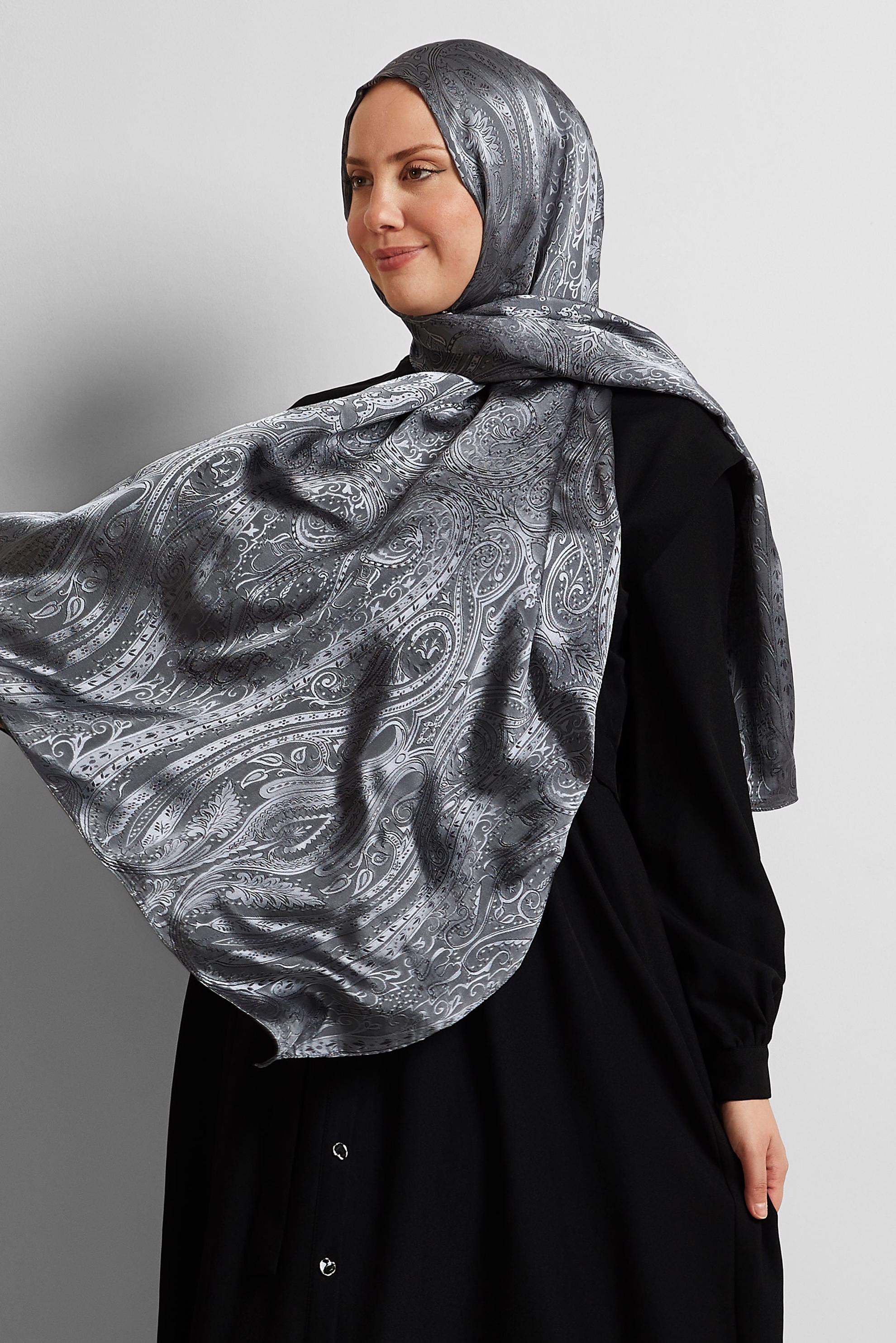 Vêtements hijab GRIS CHÂLE JACQUARD ALVINA 8568