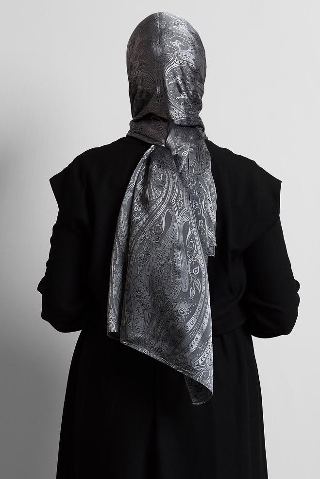 Vêtements hijab GRIS CHÂLE JACQUARD ALVINA 8568 - ALVİNA