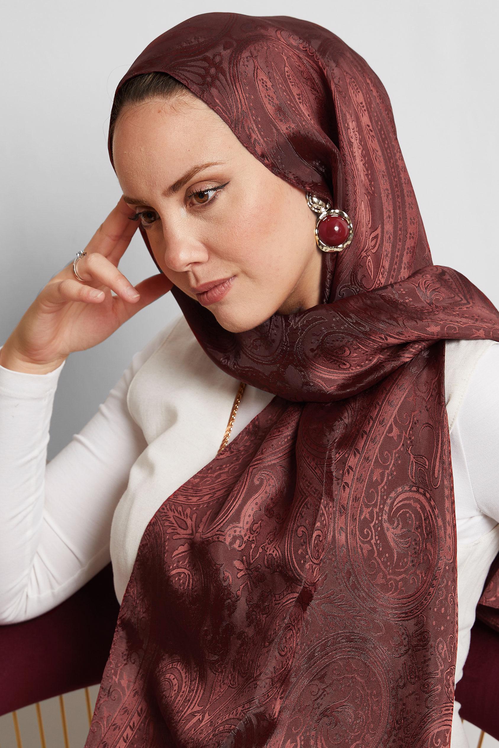 Tesettür giyim BORDO ALVİNA JAKAR ŞAL 8568