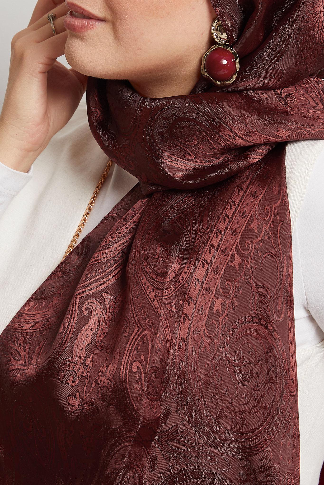 Tesettür giyim BORDO ALVİNA JAKAR ŞAL 8568