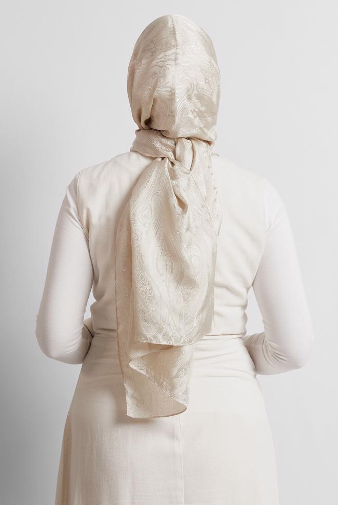 Vêtements hijab ÉCRUE CHÂLE JACQUARD ALVINA 8568 - ALVİNA