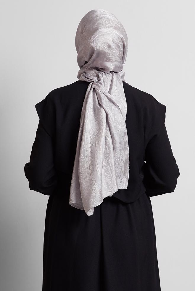 Vêtements hijab ARGENT CHÂLE JACQUARD ALVINA 8568 - ALVİNA