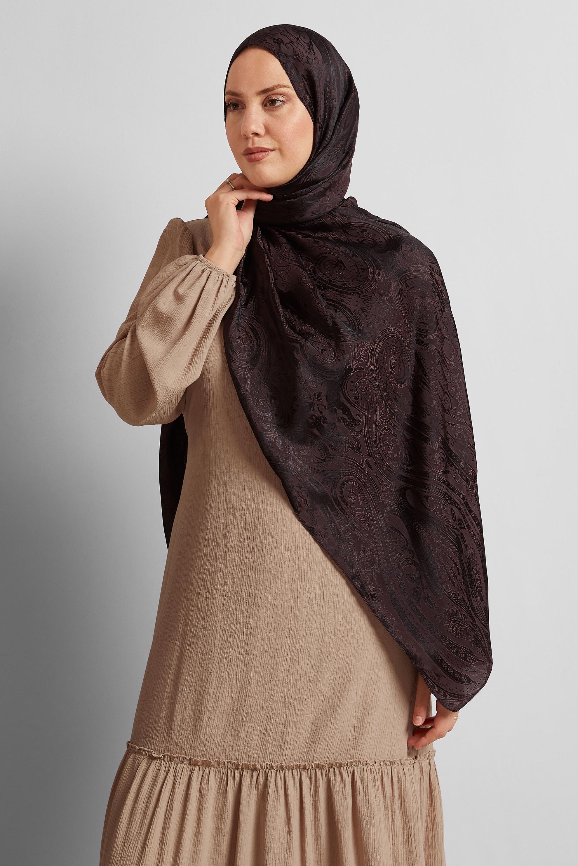 Tesettür giyim KAHVE ALVİNA JAKAR ŞAL 8568