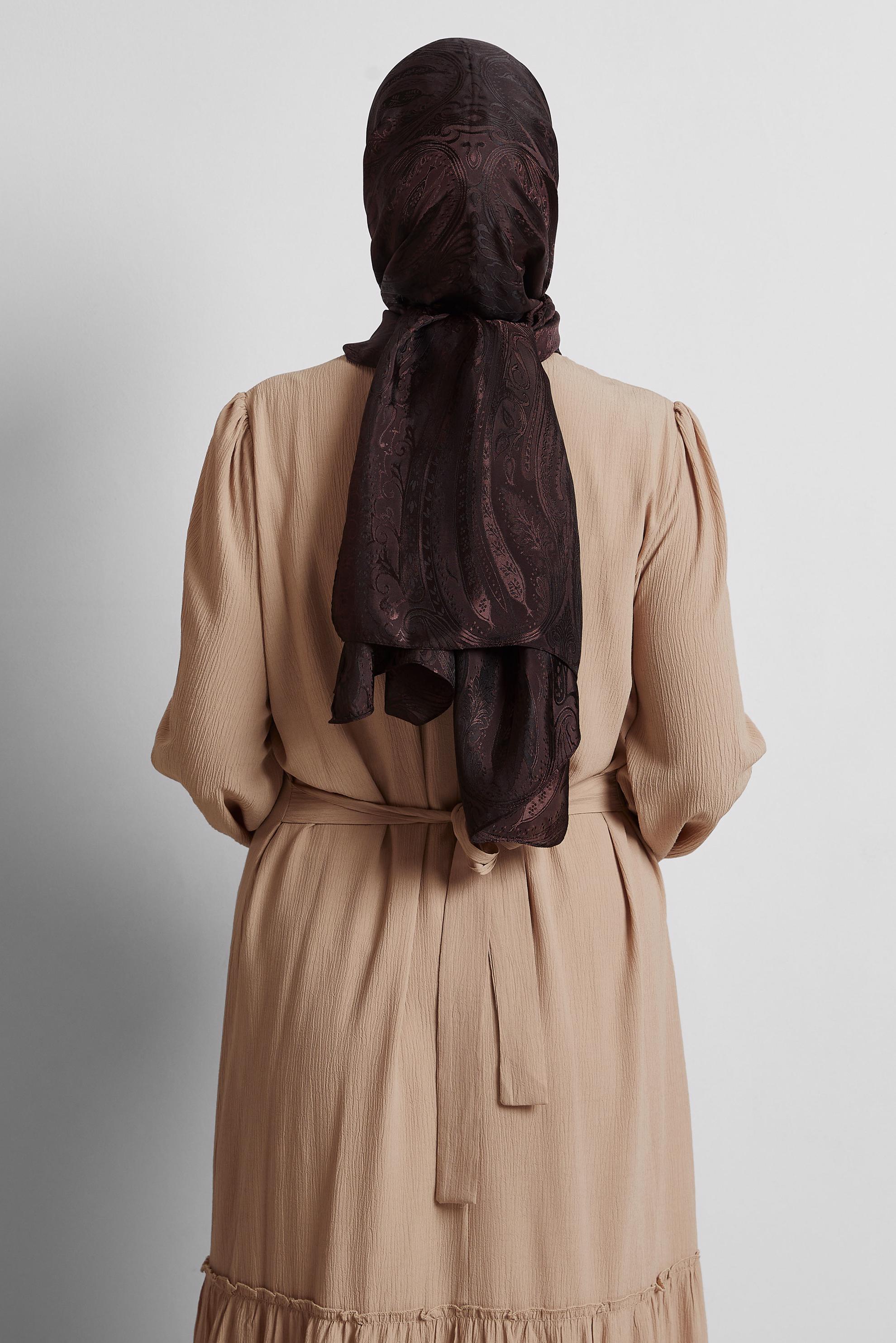 Tesettür giyim KAHVE ALVİNA JAKAR ŞAL 8568