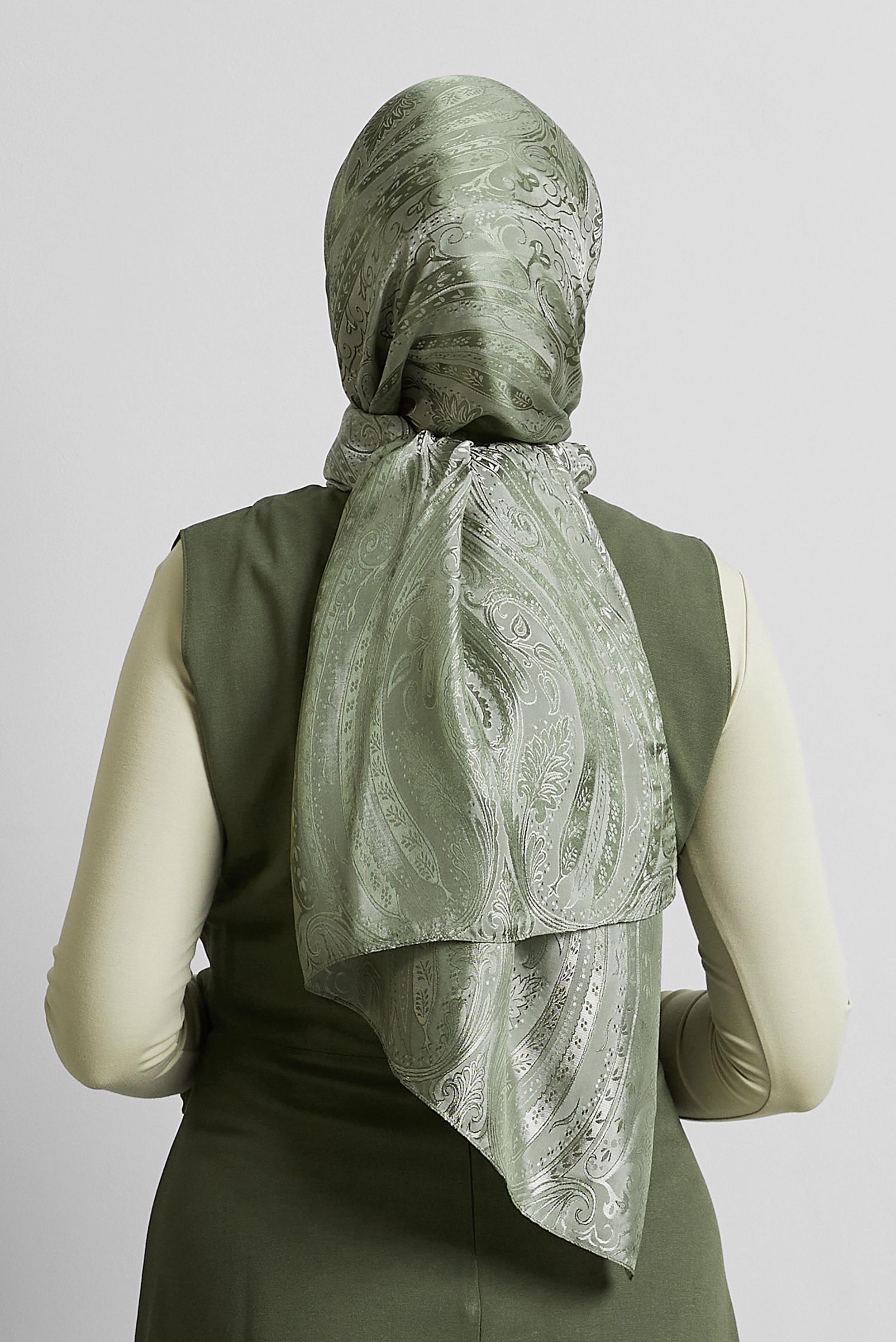 Tesettür giyim YEŞİL ALVİNA JAKAR ŞAL 8568