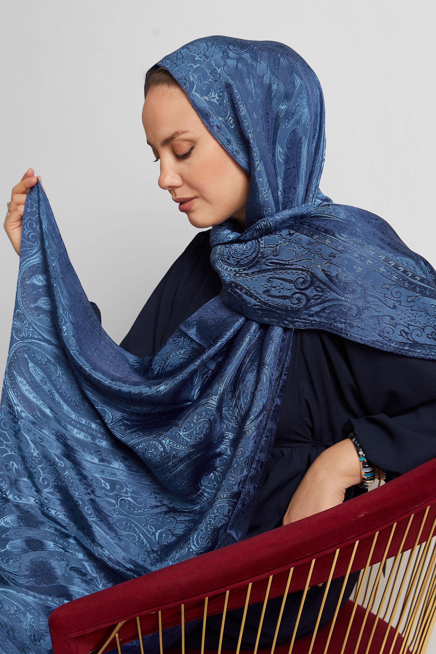 Tesettür giyim LACİVERT ALVİNA JAKAR ŞAL 8568