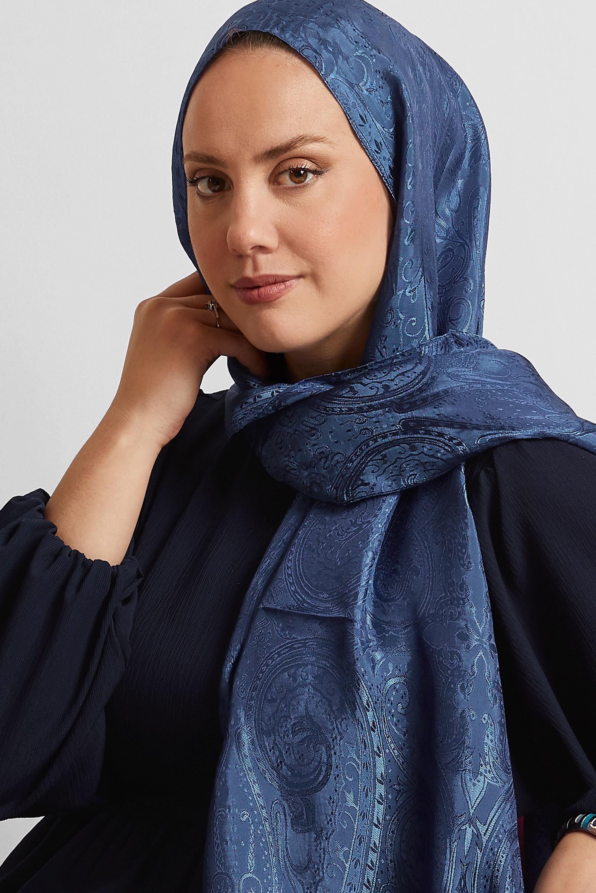 Tesettür giyim LACİVERT ALVİNA JAKAR ŞAL 8568