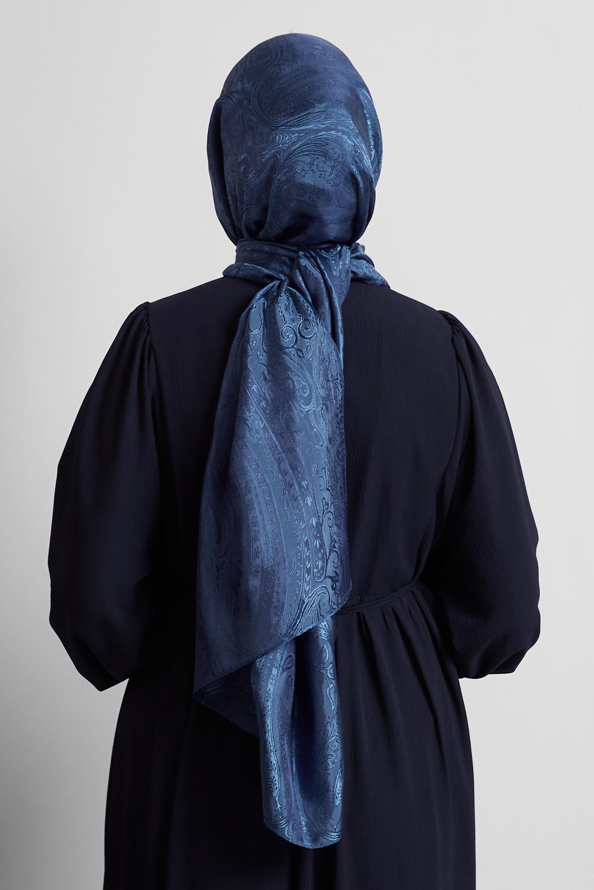 Tesettür giyim LACİVERT ALVİNA JAKAR ŞAL 8568