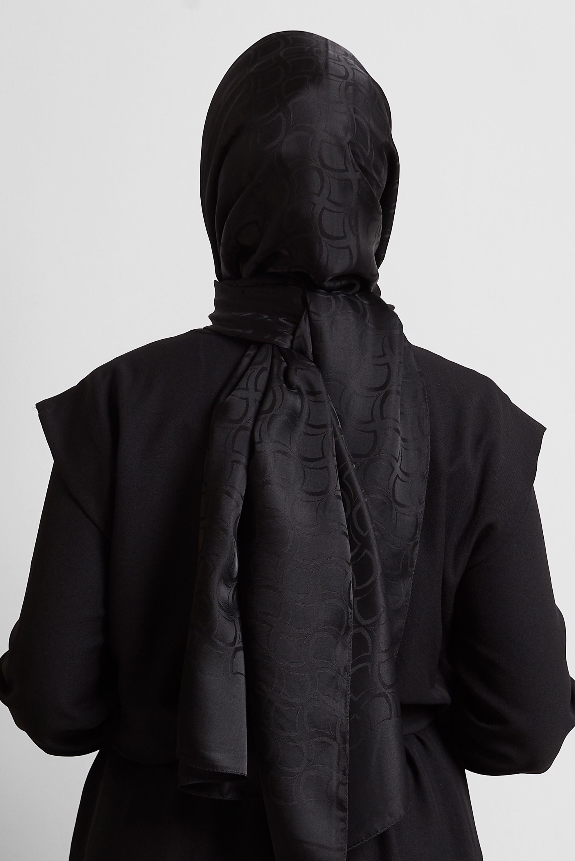 Tesettür giyim SİYAH ALVİNA JAKARLI VUAL ŞAL 8572