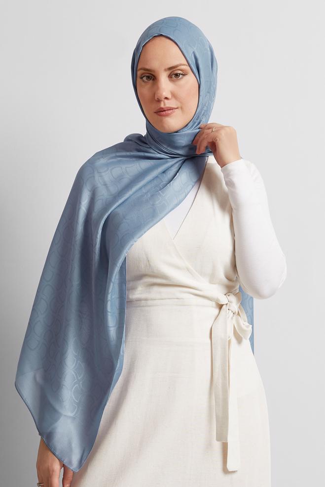 Vêtements hijab BLEU CHÂLE JACQUARD ALVINA 8572 - ALVİNA