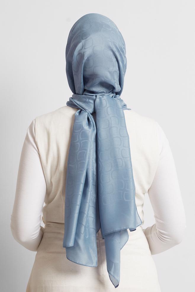 Vêtements hijab BLEU CHÂLE JACQUARD ALVINA 8572 - ALVİNA