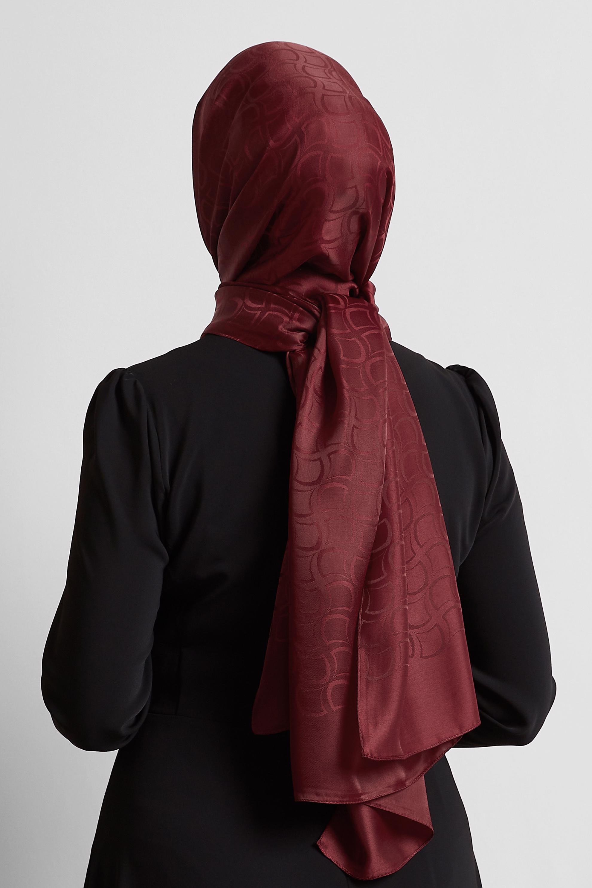 Tesettür giyim BORDO ALVİNA JAKARLI VUAL ŞAL 8572