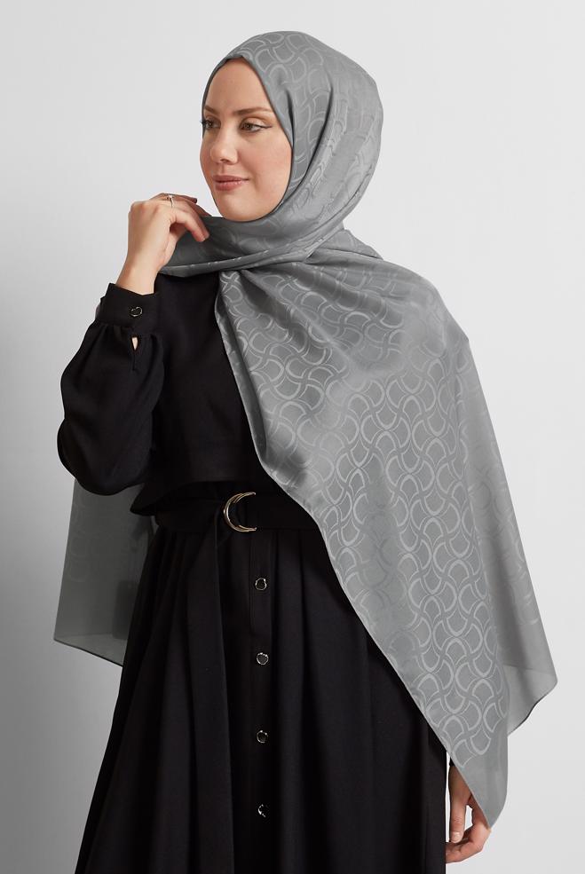 Vêtements hijab ARGENT CHÂLE JACQUARD ALVINA 8572 - ALVİNA