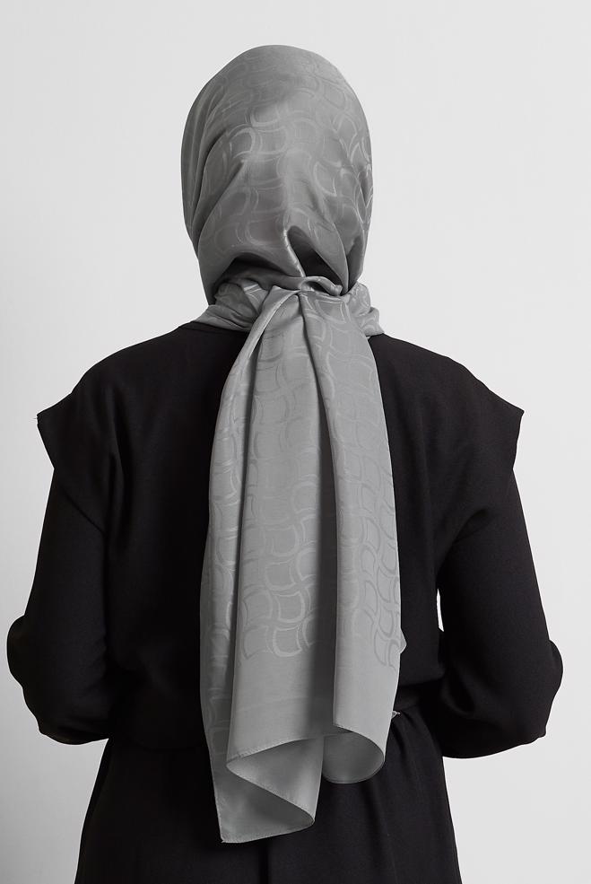 Vêtements hijab ARGENT CHÂLE JACQUARD ALVINA 8572 - ALVİNA