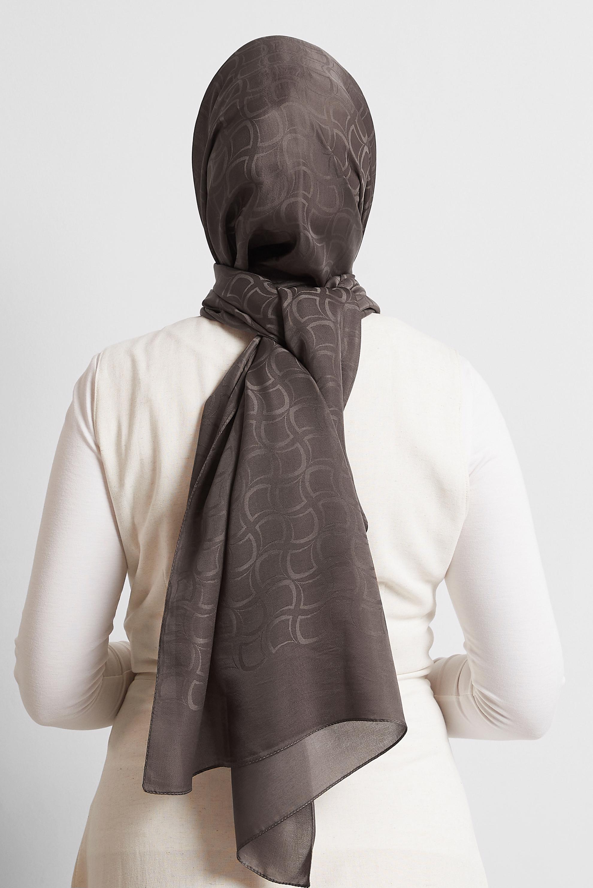 Tesettür giyim KAHVE ALVİNA JAKARLI VUAL ŞAL 8572