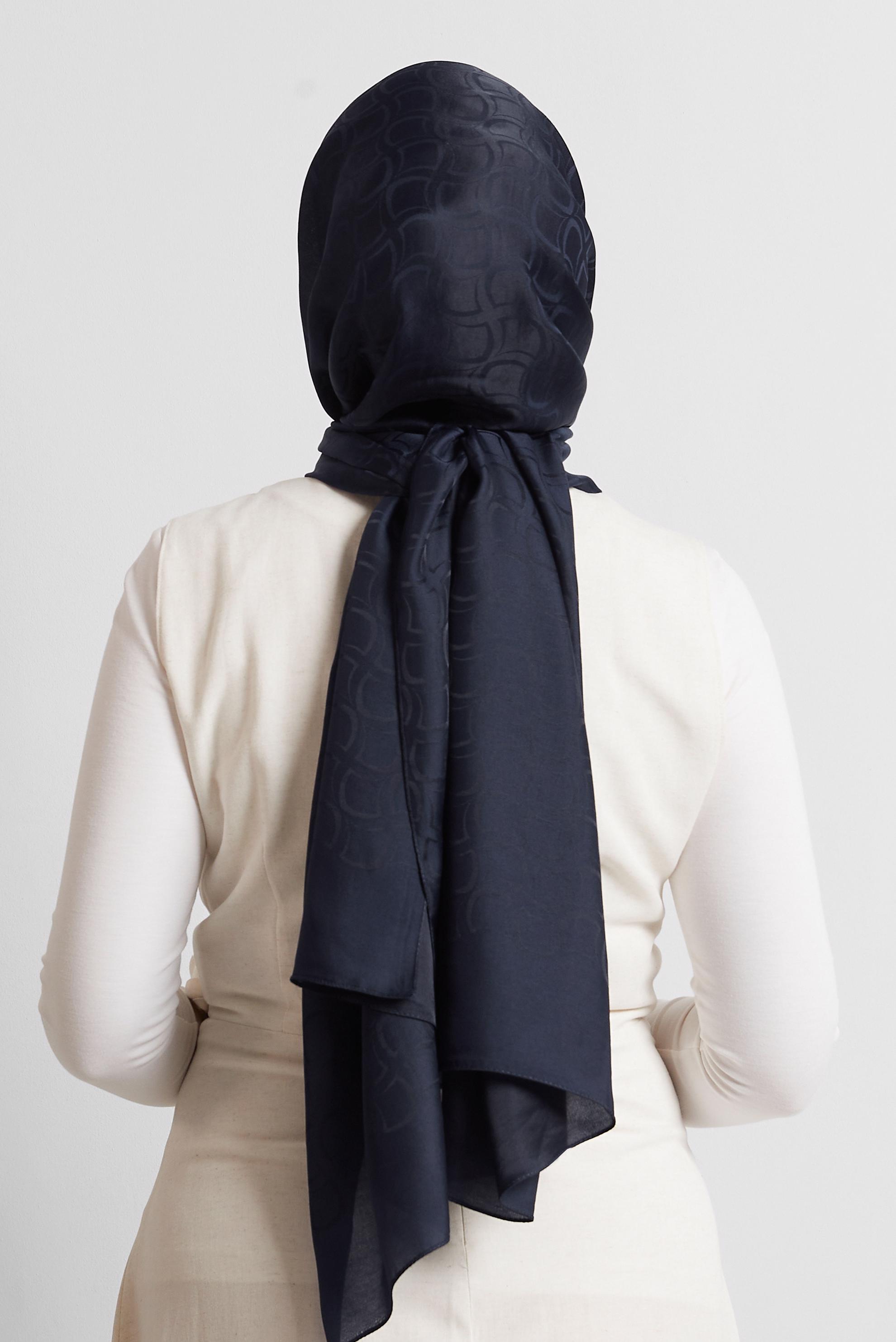 Tesettür giyim LACİVERT ALVİNA JAKARLI VUAL ŞAL 8572