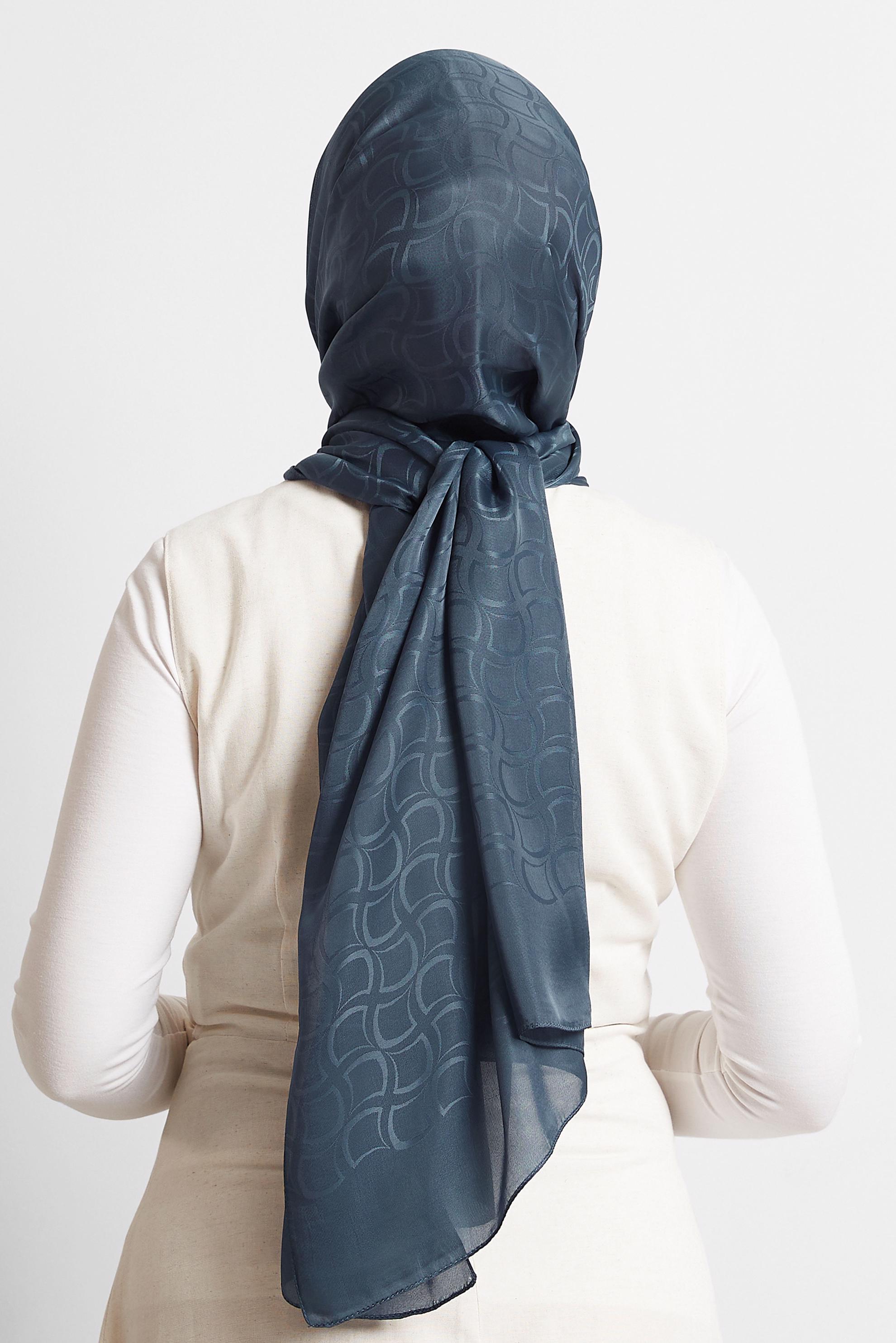 Tesettür giyim LACİVERT ALVİNA JAKARLI VUAL ŞAL 8572