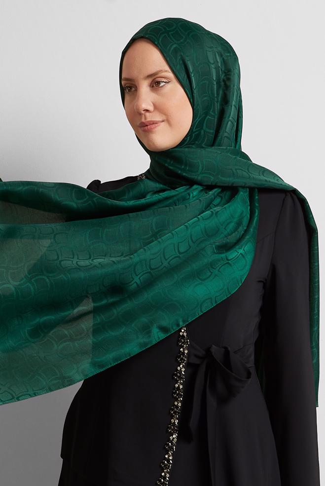 Vêtements hijab VERT CHÂLE JACQUARD ALVINA 8572 - ALVİNA