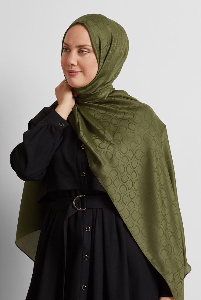 Vêtements hijab VERT CHÂLE JACQUARD ALVINA 8572 - ALVİNA