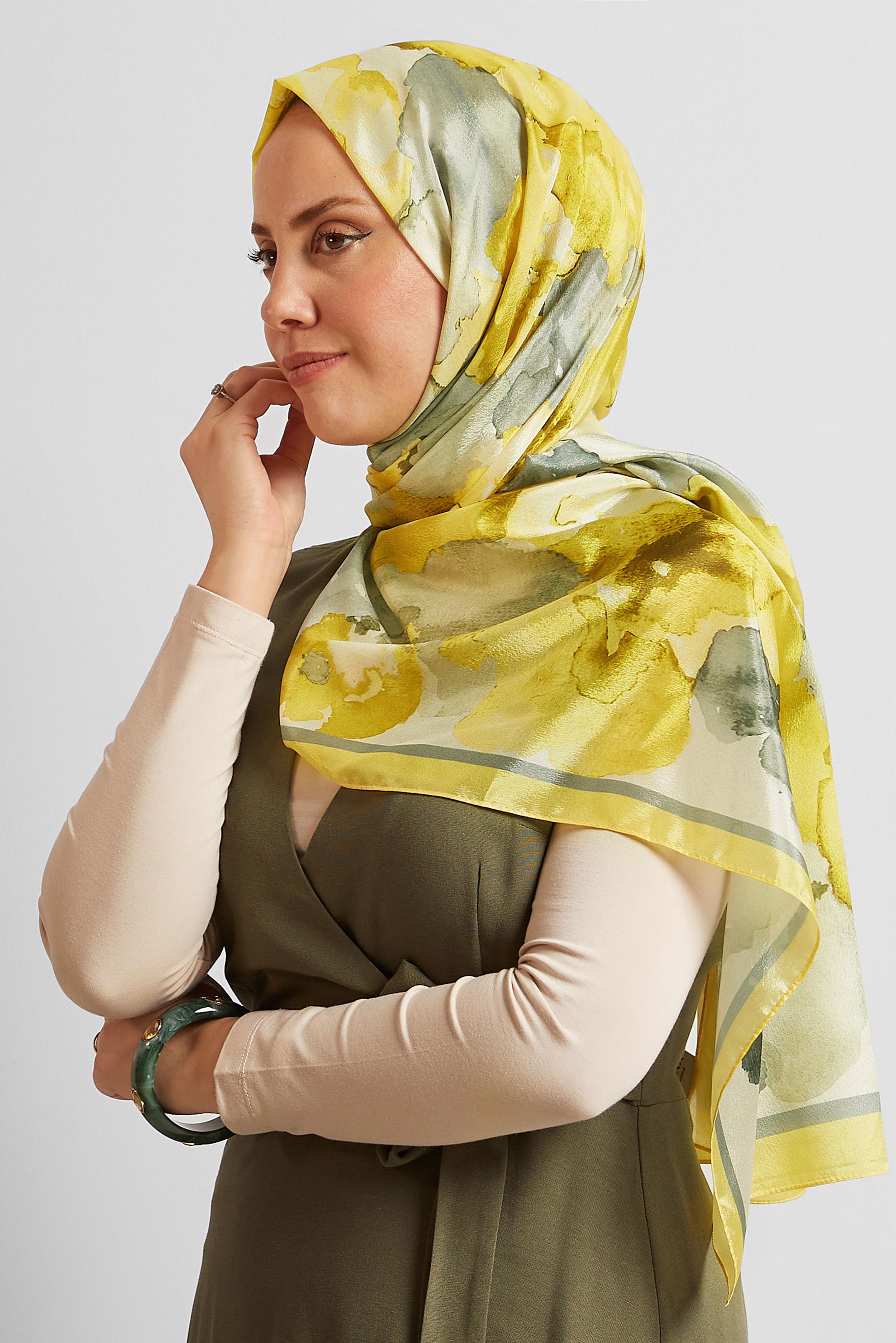 Hijab clothing YELLOW ALVINA PATTERNED SHAWL 8573
