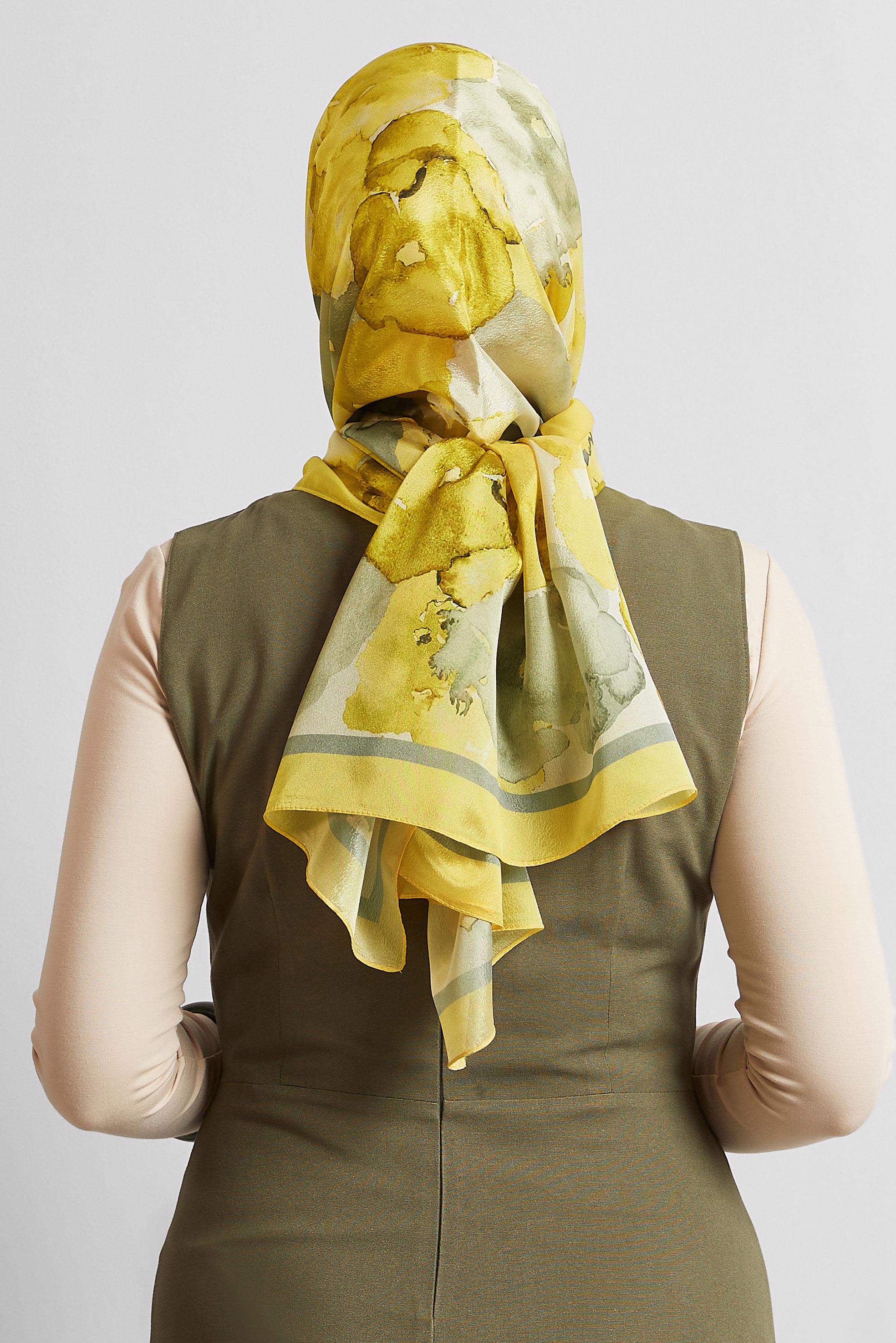 Hijab clothing YELLOW ALVINA PATTERNED SHAWL 8573