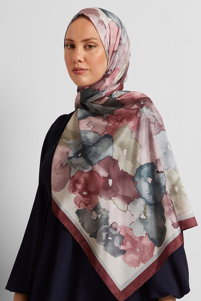 Hijab clothing CLARET RED ALVINA PATTERNED SHAWL 8573 - ALVİNA