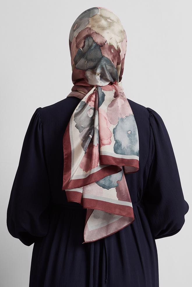 Hijab clothing CLARET RED ALVINA PATTERNED SHAWL 8573 - ALVİNA