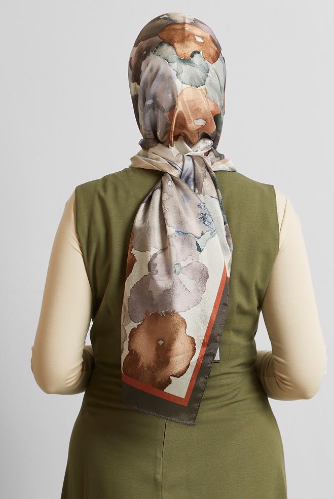 Hijab clothing BROWN ALVINA PATTERNED SHAWL 8573 - ALVİNA