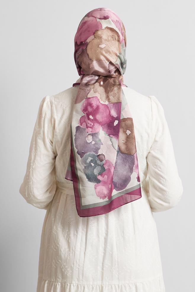 Hijab clothing POWDER ALVINA PATTERNED SHAWL 8573 - ALVİNA