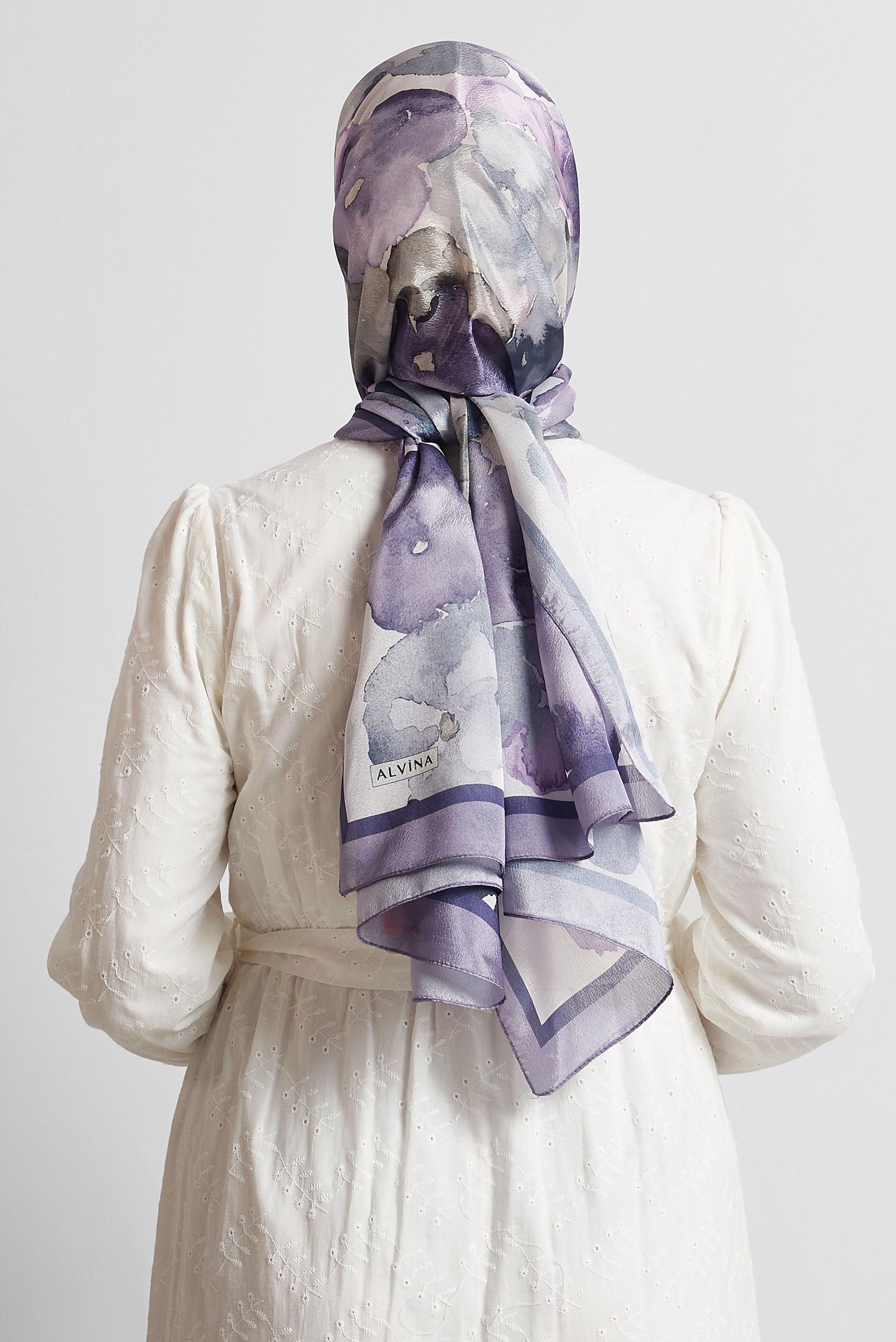 Tesettür giyim MOR ALVİNA DESENLİ VUAL ŞAL 8573