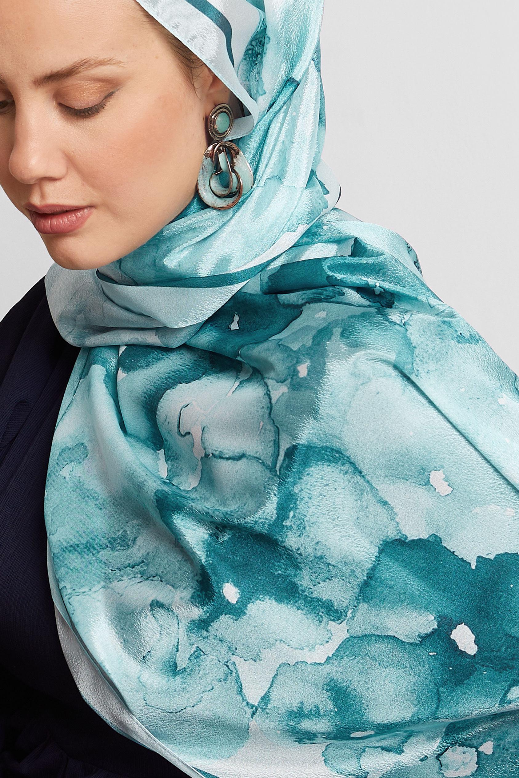 Tesettür giyim MAVİ ALVİNA DESENLİ VUAL ŞAL 8573