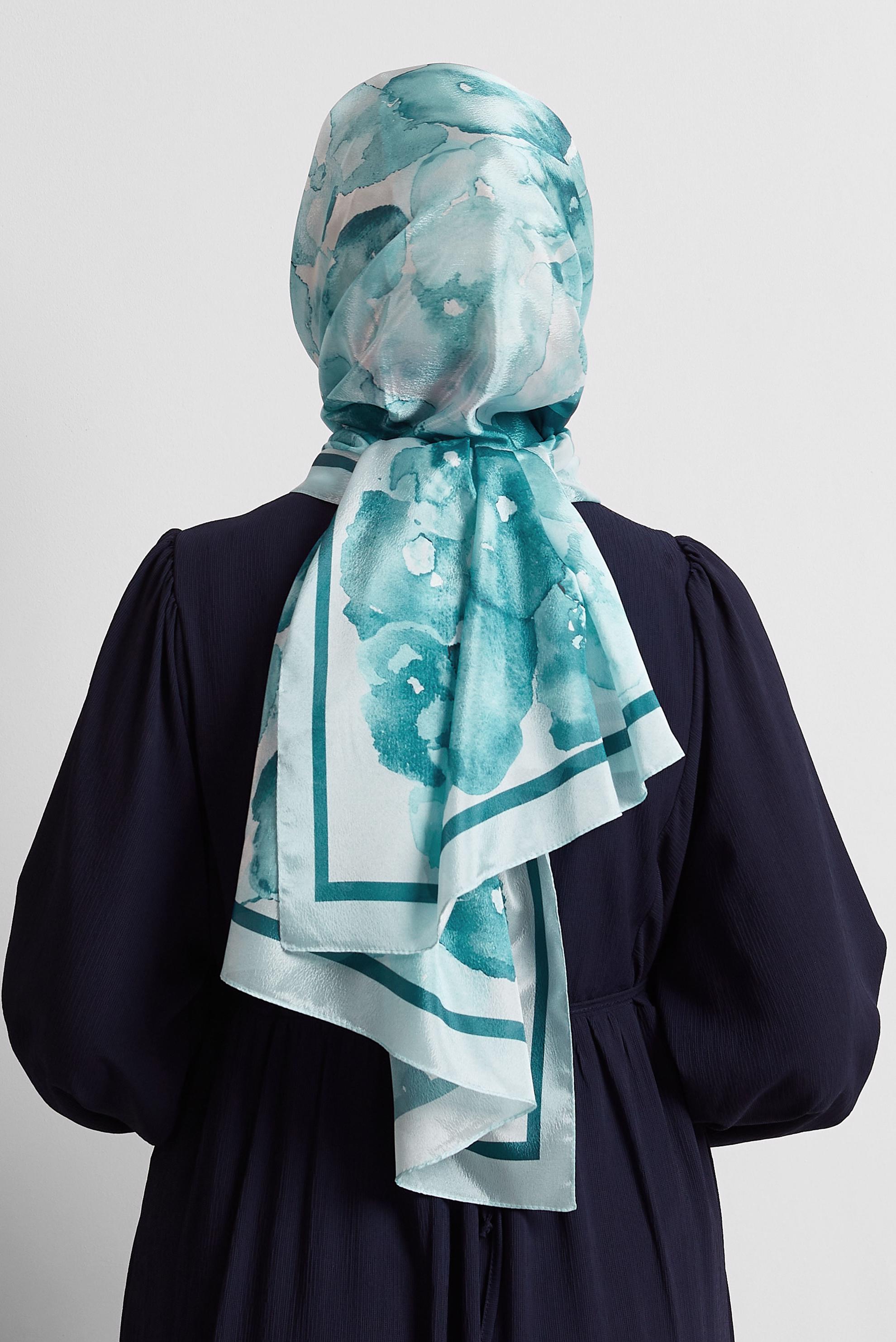 Tesettür giyim MAVİ ALVİNA DESENLİ VUAL ŞAL 8573