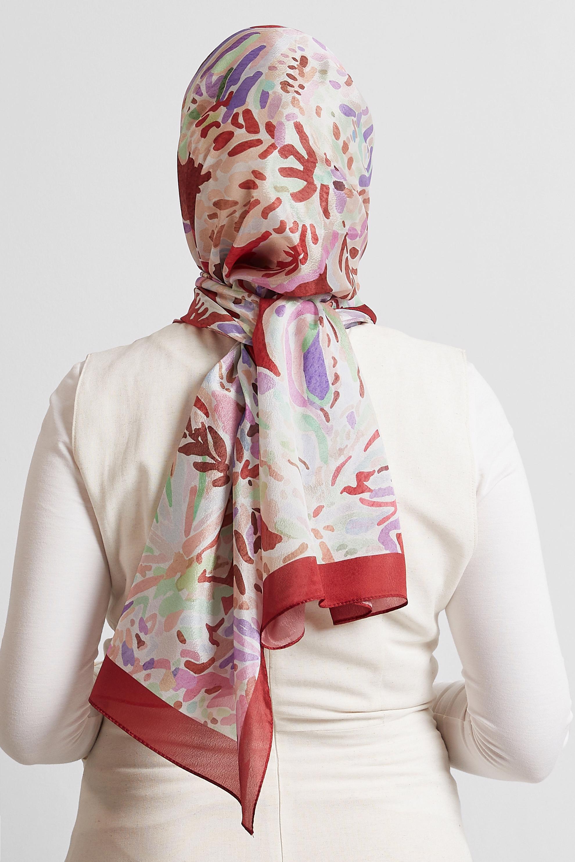 Tesettür giyim KIRMIZI ALVİNA DESENLİ ŞAL 8574