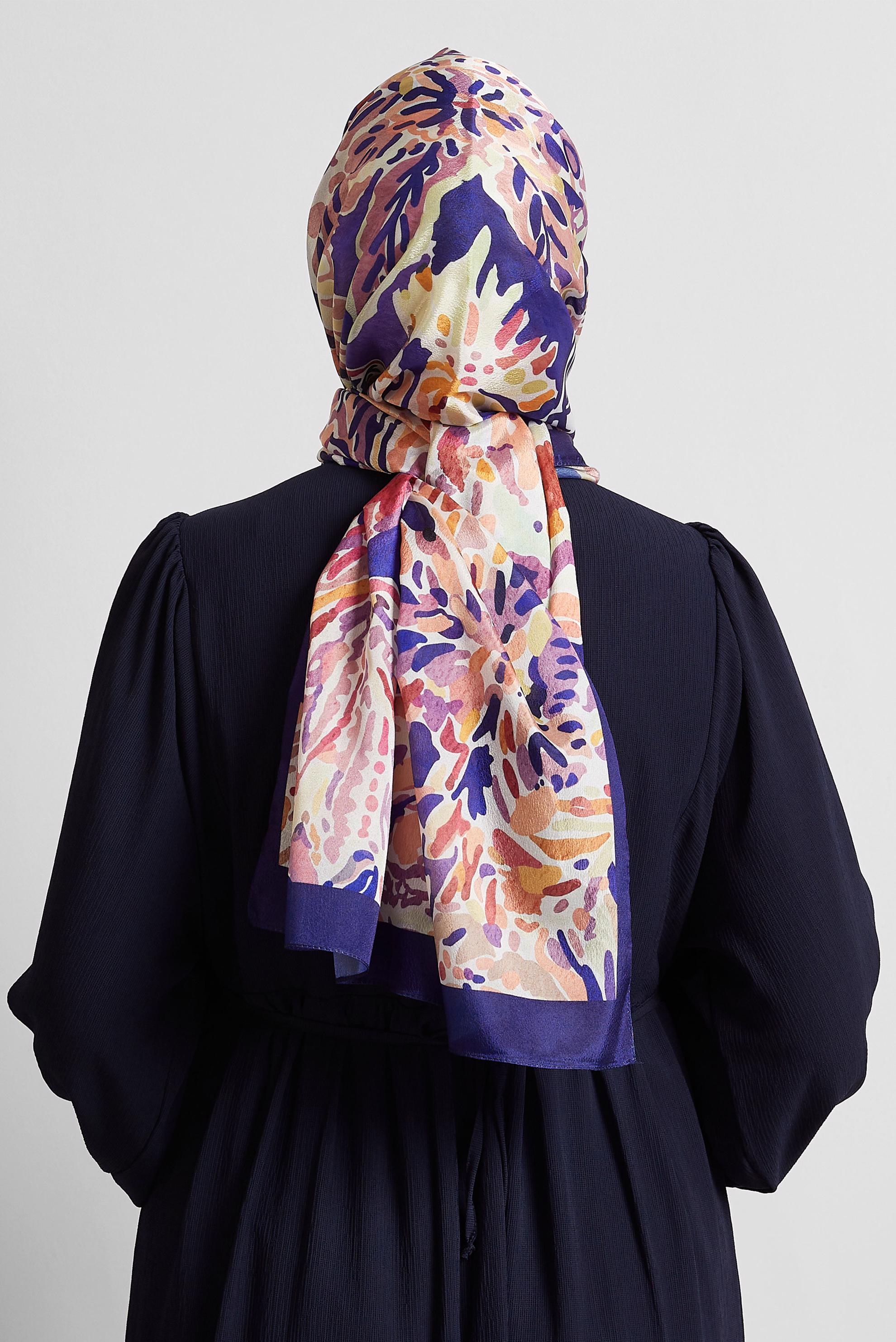 Tesettür giyim LACİVERT ALVİNA DESENLİ ŞAL 8574