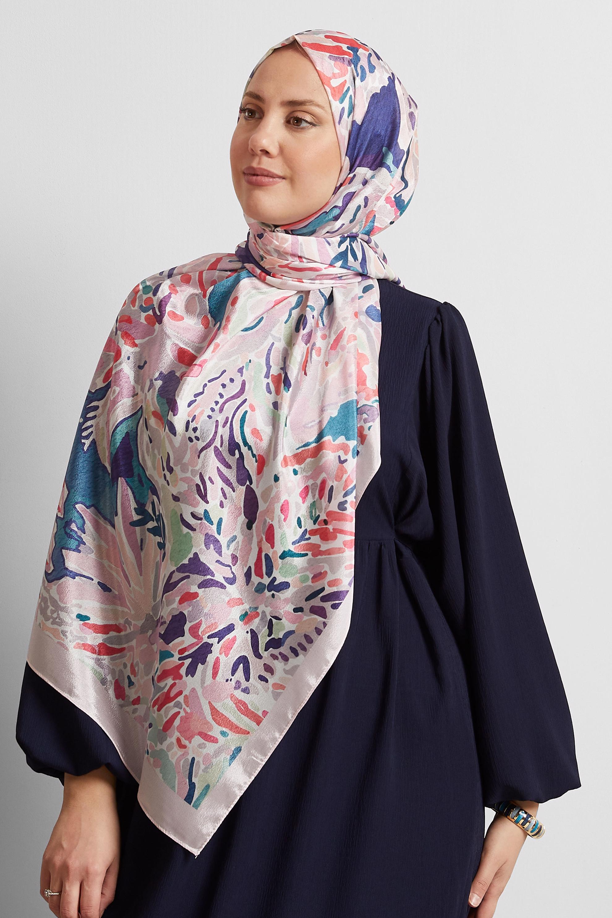 Tesettür giyim PUDRA ALVİNA DESENLİ ŞAL 8574