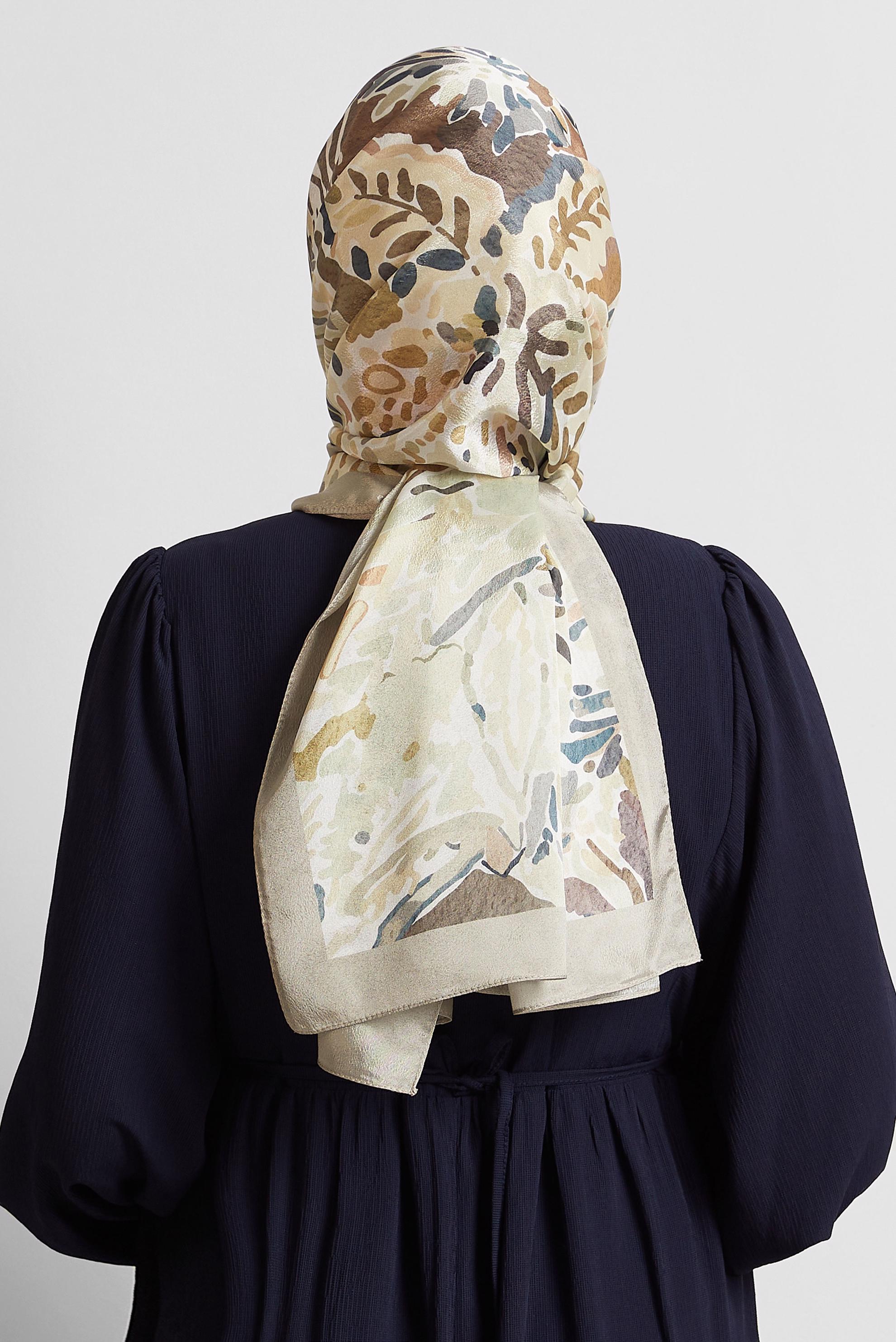 Tesettür giyim VİZON ALVİNA DESENLİ ŞAL 8574