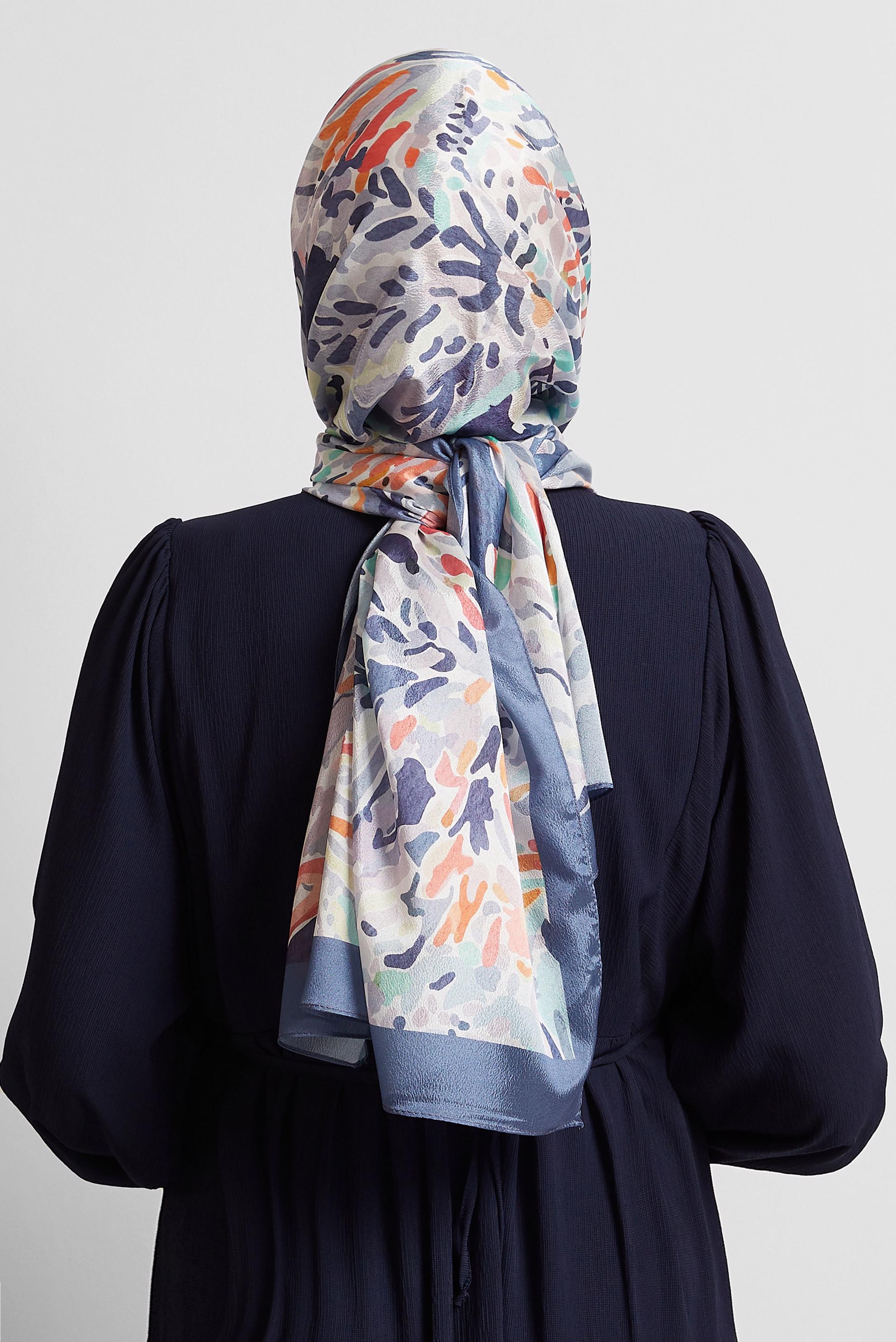 Tesettür giyim LACİVERT ALVİNA DESENLİ ŞAL 8574