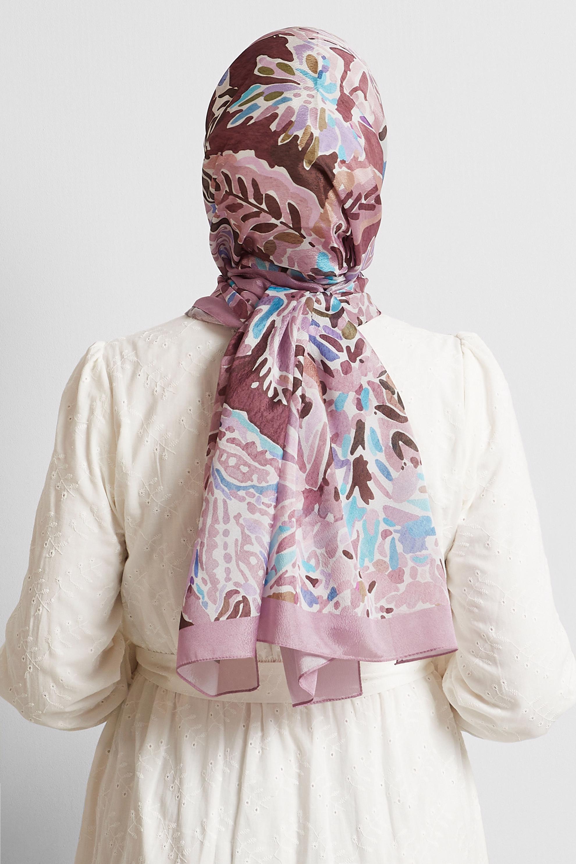 Tesettür giyim PEMBE ALVİNA DESENLİ ŞAL 8574