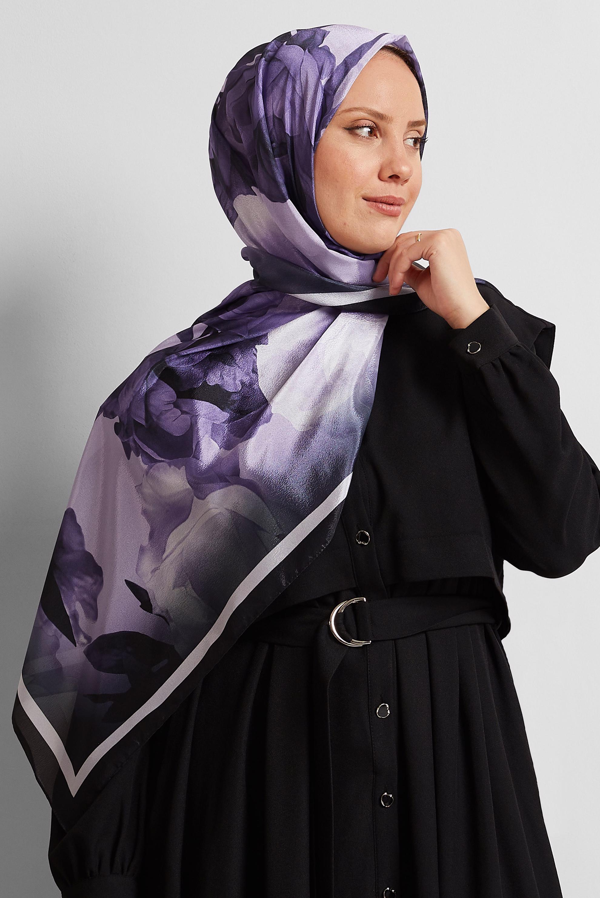 Hijab clothing PURPLE ALVINA PATTERNED SHAWL 8575