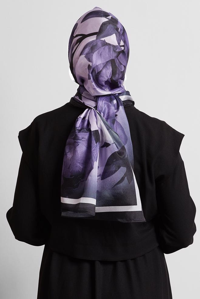 Hijab clothing PURPLE ALVINA PATTERNED SHAWL 8575 - ALVİNA